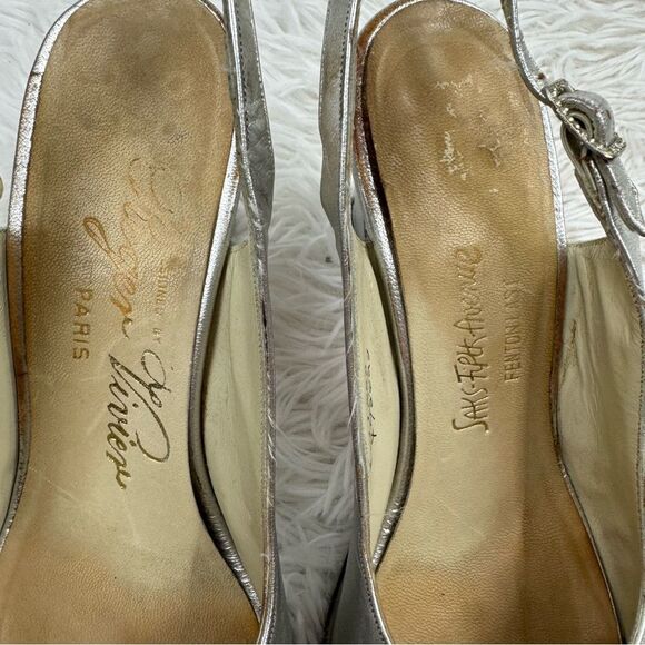 Roger Vivier Metallic Peep Toe Slingback Block Heel Sandals - Picture 8 of 13